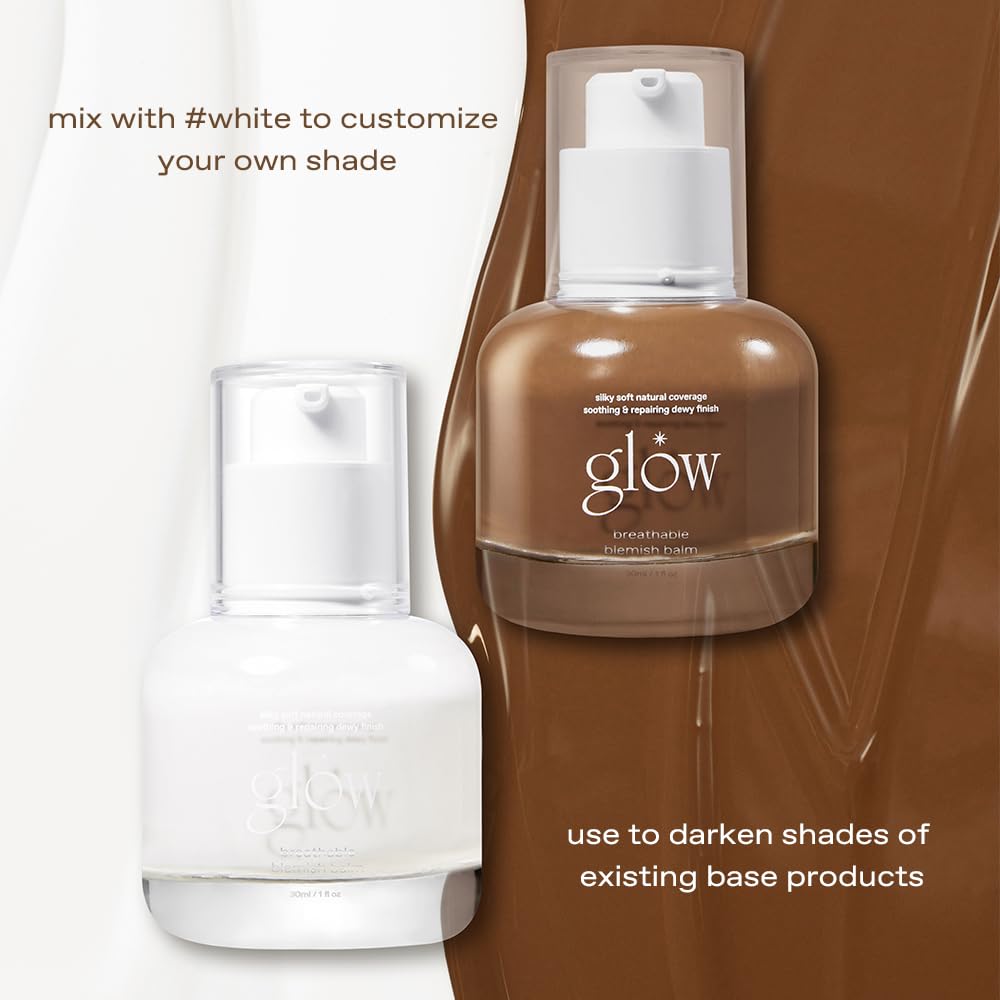 glow breathable blemish balm #brown : lightweight & hydrating, skincare-like, medium-coverage bb cream infused with green tea water, 1 fl oz