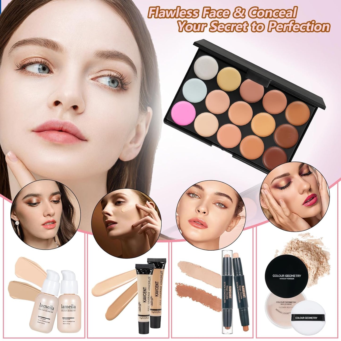 Makeup Sets Teens Makeup Kit for Women Full Kit Makeup Kits for Women Gift Eyeshadow Palette Concealer Makeup Kit for Teenagers Makeup Kits Christmas